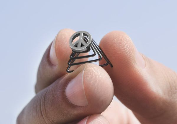 peace symbol beard piercing silver made in Italy Krato Milano is best gift for bearded man